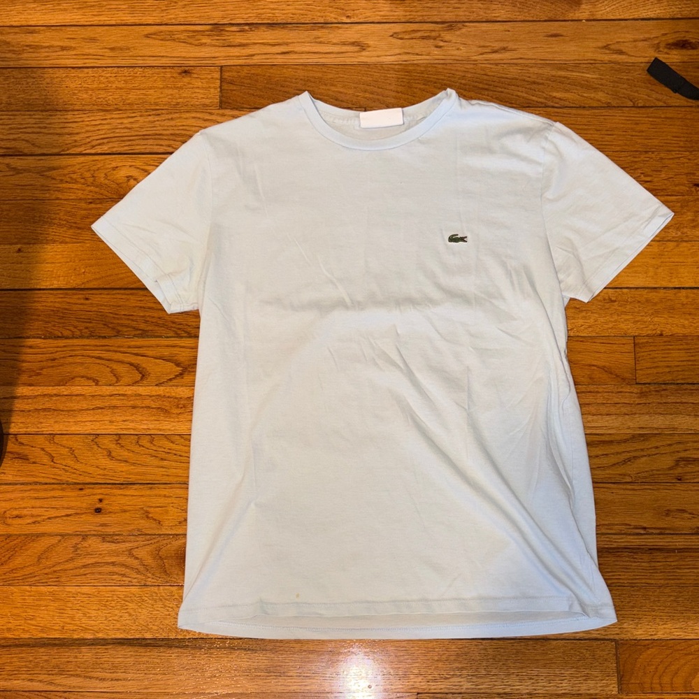 Lacoste Light Blue Crewneck Tee with Green Crocodile Logo